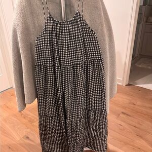 Fab’rik Black & White Gingham Tiered Maxi Dress Size L